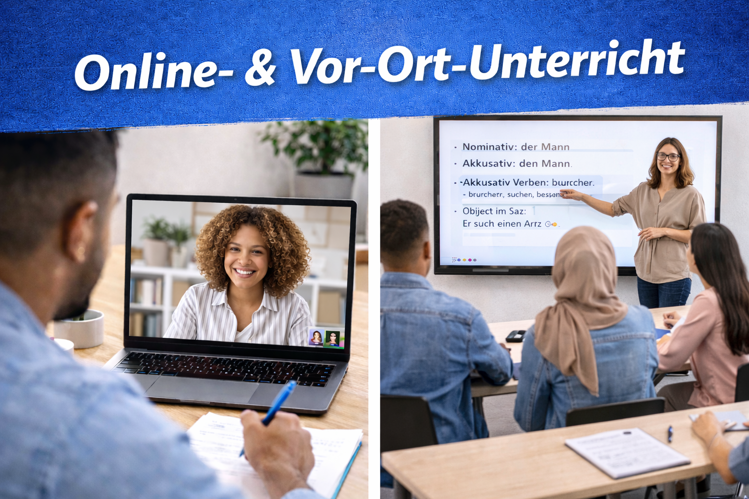 Deutschkurse online und vor Ort